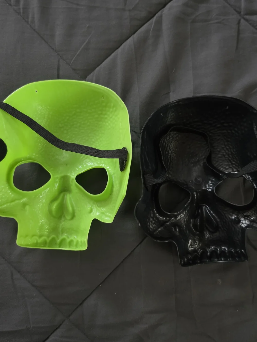 Neon Green & Black Decorative Skull Masks With Straps